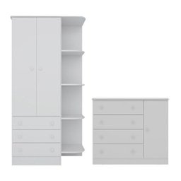 Guarda-Roupa Infantil 825 e Cômoda 2561 Doce Sonho Branco - 1