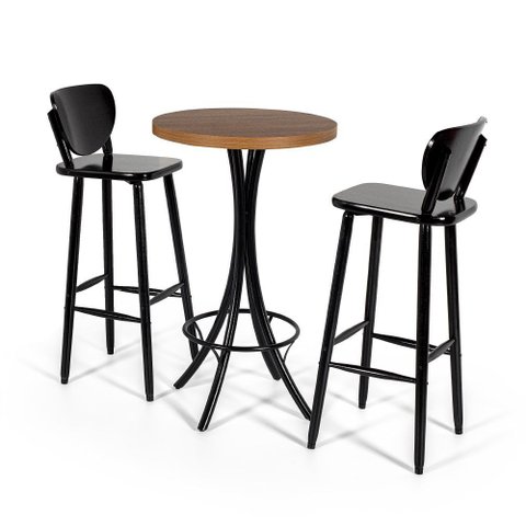 Mesa para Varanda Alta Redonda com 2 Lugares Preto