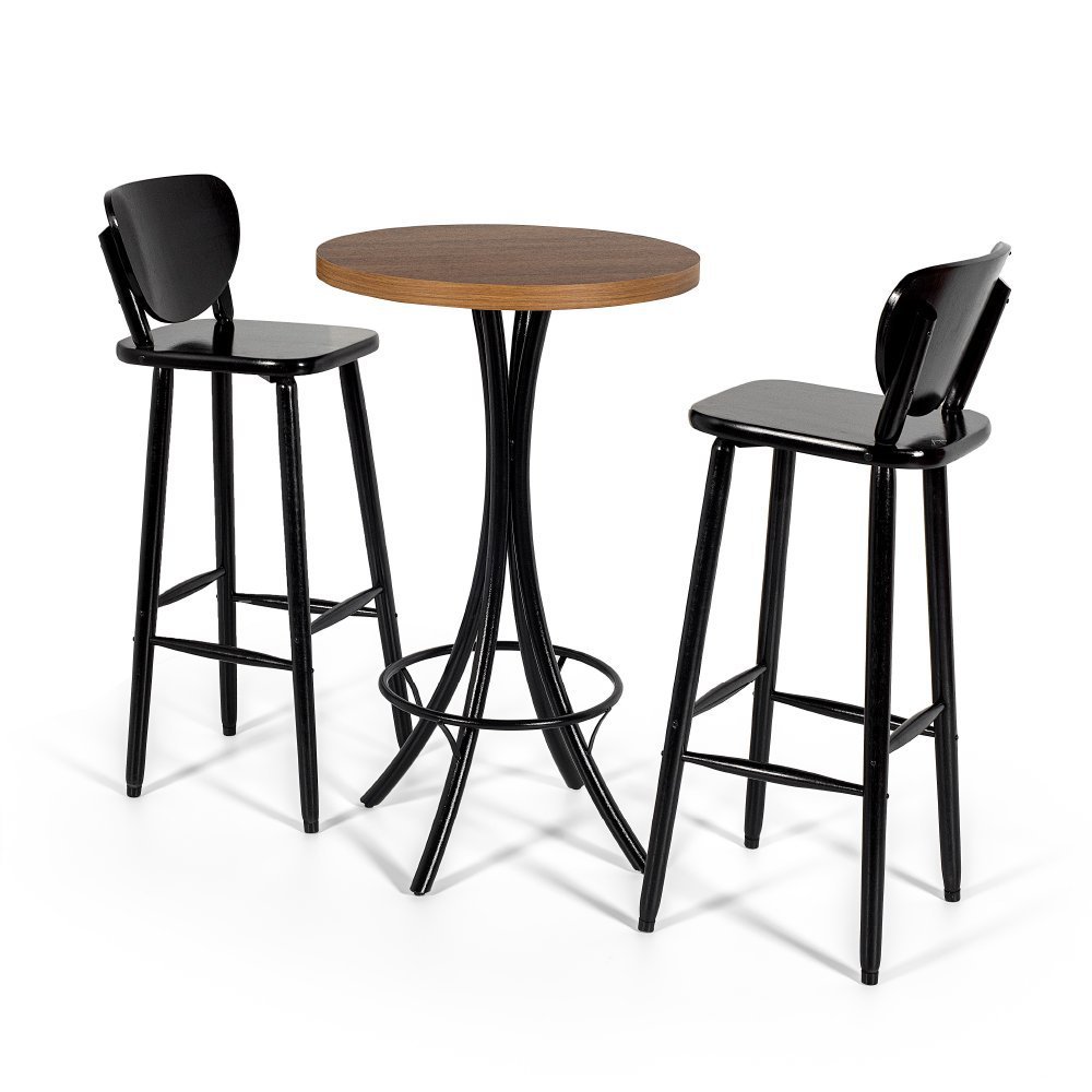 Mesa para Varanda Alta Redonda com 2 Lugares Preto | MadeiraMadeira