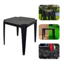 Ver imagem 2 de 2 Mesas Quadradas Plástico Monobloco 70cm Preta + 8 Banquetas Empilháveis