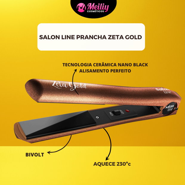 Salon Line Prancha Alisadora Zeta Gold Bivolt | MadeiraMadeira