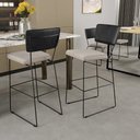 Ver imagem 2 de Kit 04 Banquetas Altas Cozinha Sala Jantar Fixa Allana L02 Couríssimo Preto Linho Cru - Lyam Decor