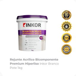 Rejunte Acrílico Bicomponente Premium Hiperliso Inkor Branco Pote 1kg - 2