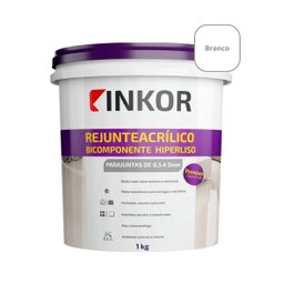 Rejunte Acrílico Bicomponente Premium Hiperliso Inkor Branco Pote 1kg - 3