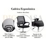 Kit 4 Cadeiras Escritório Home Office Giratória Preto - 8