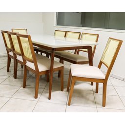 Sala de Jantar Completa Madeira Maciça com 8 Cadeiras 2,20x1,10m - Jade - Art Salas - 2 Sala de Jantar Completa Madeira Maciça com 8 Cadeiras 2,20x1,10m - Jade - Art Salas - 2