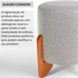 Puff Piave em Linho Puf Decorativo Sala Escritório Pés Madeira Maciça Cinza - 6