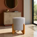 Ver imagem 6 de Puff Piave em Linho Puf Decorativo Sala Escritório Pés Madeira Maciça Cinza