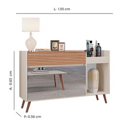 Buffet Nova York Tuboarte 100 % em MDF Off White Rippas - 2