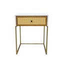 Ver imagem 2 de Mesa Cabeceira New York 1 Gaveta Laca com Palhinha Base Metal Off White