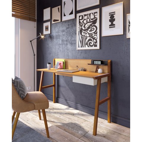ESCRIVANINHA OFFICE INDUSTRIAL RETRO PARA QUARTO ESCRITORIO NATURE COM OFF WHITE