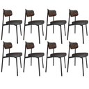 Ver imagem 1 de Kit 08 Cadeiras Estofada para Sala de Jantar Astrid Preto C01 Linho Preto Courino Whisky - Lyam