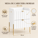 Ver imagem 4 de Mesa de Cabeceira Retro Industrial Moriah Branco 45cm Gavetas Laqueadas