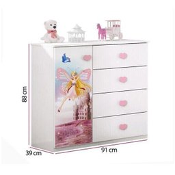 Guarda-roupa e Cômoda Infantil Carruagem Branco Móveis Estrela - 7 Guarda-roupa e Cômoda Infantil Carruagem Branco Móveis Estrela - 7