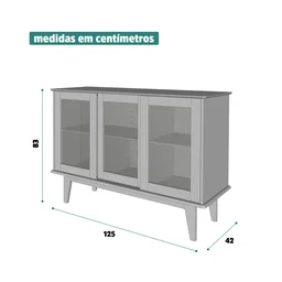 Buffet Detroit 3 Portas Off White/ Nature - Tebarrot - 4