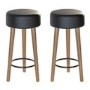 Ver imagem 1 de Kit 2 Bancos Banqueta Baixa Paris Corano Preto Salaone