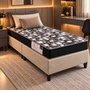 Ver imagem 1 de Kit Cama Box Dobrável Solteiro com Colchão Safira D20:Bege/Colorido
