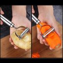 Ver imagem 3 de Descascador de Legumes Ralador Batata Pepino Cenoura Corte Descascar, Ralar e Cortar Fruta Aço