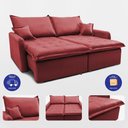 Ver imagem 7 de Sofá sem Caixa Retrátil 1,80m Softgel Luna Velusoft Vermelho Cama Inbox