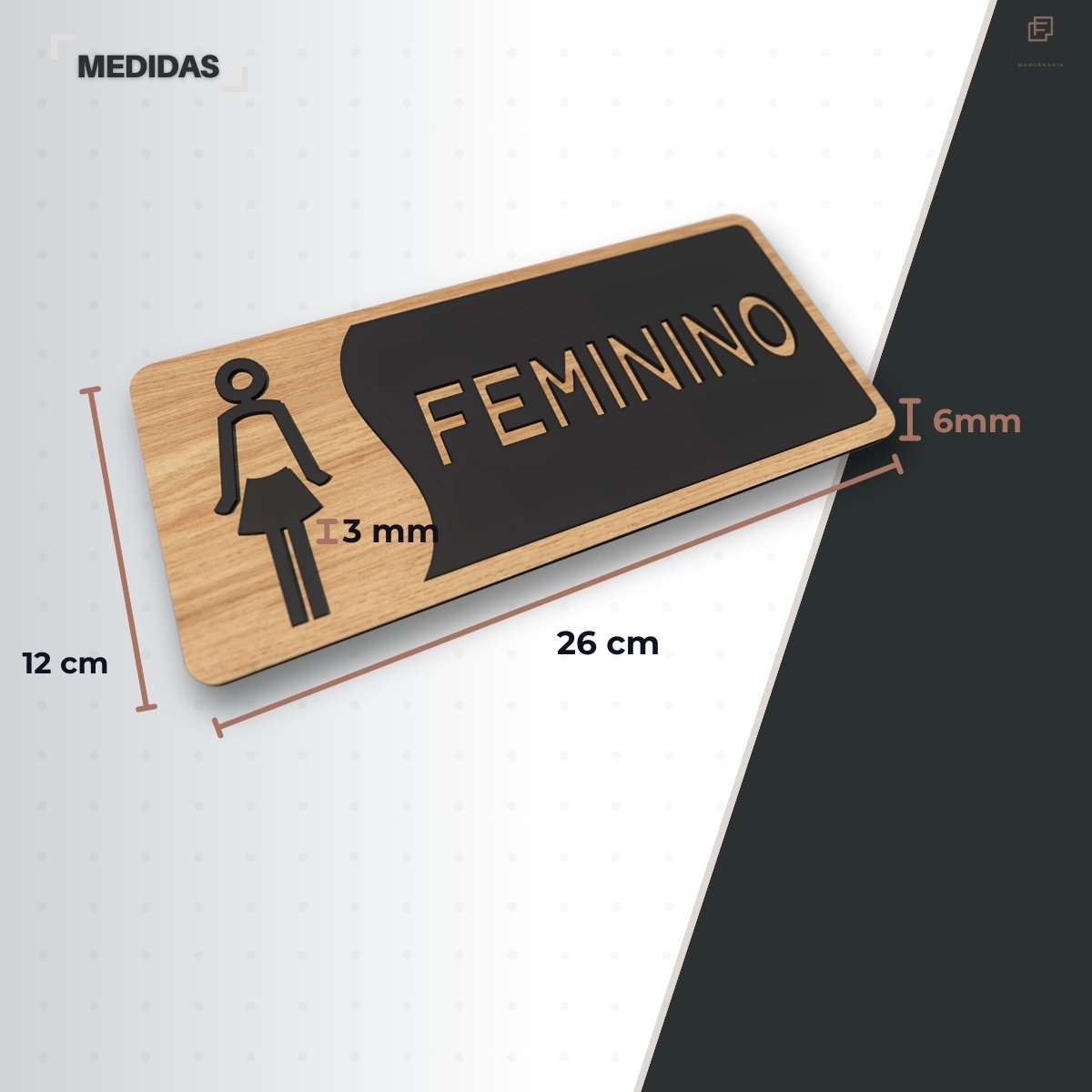 Anuncio Mercado Livre - Placa para Banheiro Plaquinha com Escrita Branca ou Preta:feminino 12x26 Pre - 3