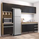 Ver imagem 2 de Cozinha com Balcão e Tampo 160 Cm Andréia Amendoa Preto - Ajl