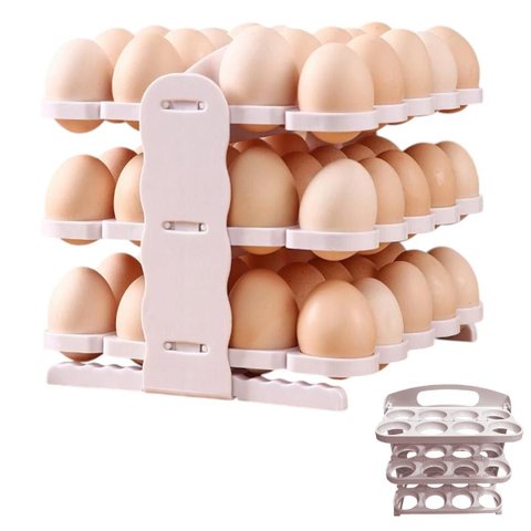 Suporte Porta Ovos 60 Ovos Organizador 3 Andares Geladeira Guarda Ovo Mesa Bancada Cozinha Armario D