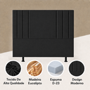 Ver imagem 5 de Cabeceira 140 cm Linho Casal Frame Estofada Cama Box Moderna:Preto