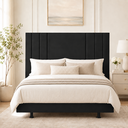 Ver imagem 1 de Cabeceira 140 cm Linho Casal Frame Estofada Cama Box Moderna:Preto