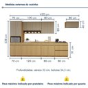 Ver imagem 4 de Cozinha Completa Modulada 7 Peças 14 Portas 6 Gavetas com Rodapé 100% MDF Simone Mendes Marrom/Carvalho/Greige