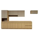 Ver imagem 3 de Cozinha Completa Modulada 7 Peças 14 Portas 6 Gavetas com Rodapé 100% MDF Simone Mendes Marrom/Carvalho/Greige
