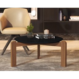 Mesa de Centro Sala de Estar Áustria Decorativa Tampo Redondo Preto - 3