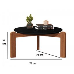 Mesa de Centro Sala de Estar Áustria Decorativa Tampo Redondo Preto - 4