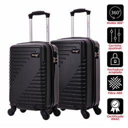 Kit Mala de Bordo 10kg e 8kg Preta Rodas 360 Chicago Swiss Move - 2