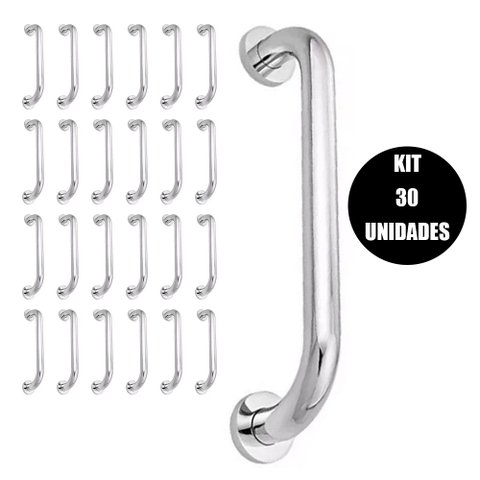 Alça de Apoio 30 cm Kit 30 unidades Barra Inox Cadeirante Deficiente Idoso Acessibilidade Banheiro