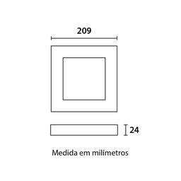 Painel Plafon de Led Sobrepor Quadrado Preto 18W - 2