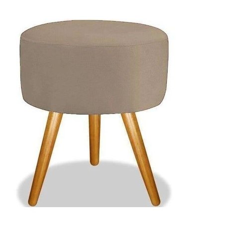 Puff Decorativo Redondo 40 cm Dóris Pé Palito Suede - Marrom Rato