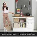 Ver imagem 5 de Balcão Multiuso 120cm 2 Portas 3 Gavetas Branco/rustic Agata Madesa Branco/rustic