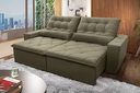 Ver imagem 1 de Sofá Retrátil/Reclinável Islândia 2,30m Suede Velut Bege c/ Molas no Assento - King House