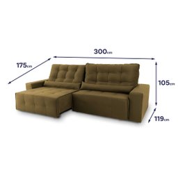 Sofá Retrátil/Reclinável Montebello 300cm Suede Velut com Molas no Assento - King House - 2