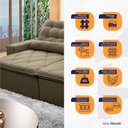 Ver imagem 6 de Sofá Retrátil/Reclinável Islândia 3,00m Suede Velut Bege c/ Molas no Assento - King House