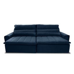 Sofá Retrátil/Reclinável Patagônia 3,00m Suede Velut Azul Marinho c/ Molas no Assento - King House - 4