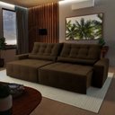 Ver imagem 1 de Sofá Retrátil/Reclinável Montebello 300cm Suede Velut com Molas no Assento - King House