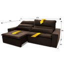 Ver imagem 3 de Sofá Retrátil/Reclinável Amsterdam 2,70m Suede Velut com Molas no Assento - King House