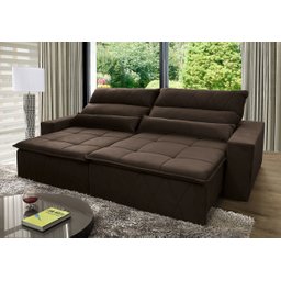 Sofá Retrátil/Reclinável Amsterdam 3,00m Suede Velut com Molas no Assento - King House - 1