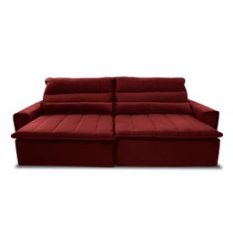 Sofá Retrátil/Reclinável Patagônia 3,00m Suede Velut Vermelho c/ Molas no Assento - King House - 4