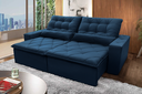 Ver imagem 1 de Sofá Retrátil/Reclinável Islândia 2,10m Suede Velut Azul Marinho c/ Molas no Assento - King House