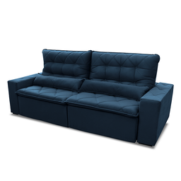 Sofá Retrátil/Reclinável Islândia 3,00m Suede Velut Azul Marinho c/ Molas no Assento - King House - 4