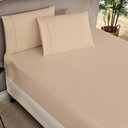 Ver imagem 1 de Jogo Cama Lençol Home Basic Casal 180 Fios C/ Ponto Palito 3 Peças - Cáqui