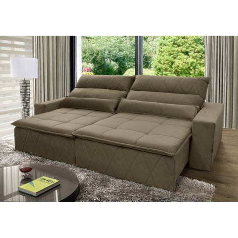 Sofá Retrátil/Reclinável Amsterdam 3,00m Suede Velut com Molas no Assento - King House