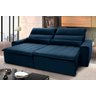 Sofá Retrátil/Reclinável Patagônia 2,10m Suede Velut Azul Marinho c/ Molas no Assento - King House - 1